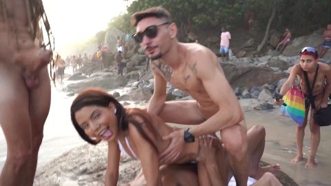 Daped-in-public #3 : bianca dantas fucks in front of a lot of people at an overflooded beach (dap, anal, public sex, monster cocks, voyeur, perfect ass, atm, 3on1) ob299